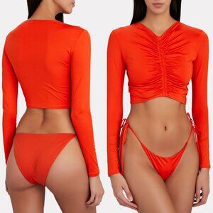 NWT A.L.C. Ansel Ruched Rashguard Swim Top XS Clay Red